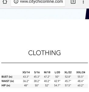 City Chic Size Chart